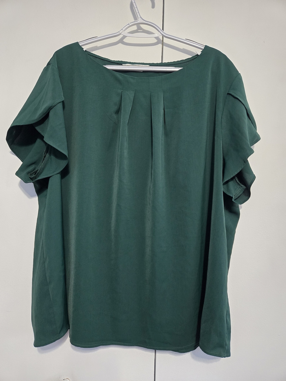 Agnes Orinda Blouse 3X Green Flutter Sleeve Pleated Plus Size Top